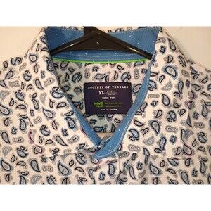 Society of Threads Men's Size XL Flip Cuff Slim Fit Stretch Blue Purple Paisley